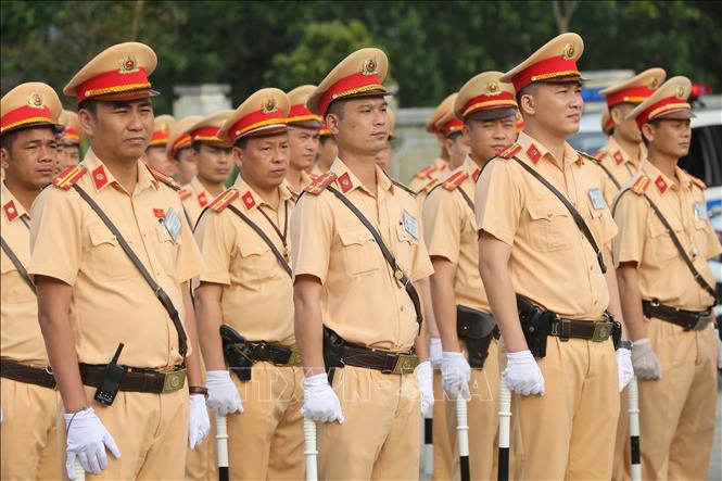 Trong ảnh: Lực lượng Cảnh sát giao thông của Cục Cảnh sát giao thông, Bộ Công an tổ chức Lễ ra quân. Ảnh: Doãn Tấn - TTXVN
