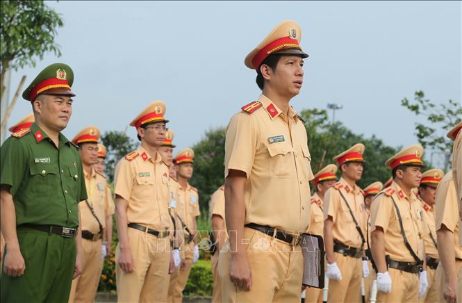 Trong ảnh: Lực lượng Cảnh sát giao thông của Cục Cảnh sát giao thông, Bộ Công an tổ chức Lễ ra quân. Ảnh: Doãn Tấn - TTXVN