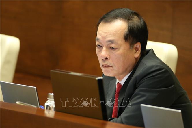 Trong ảnh: Bộ trưởng Bộ Xây dựng Phạm Hồng Hà tại phiên họp chiều 23/5. Ảnh: Dương Giang - TTXVN