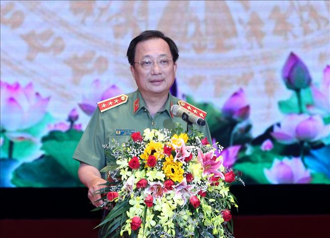 Trong ảnh: Thượng tướng Nguyễn Văn Thành, Ủy viên Trung ương Đảng, Thứ trưởng Bộ Công an phát biểu chỉ đạo Hội nghị. Ảnh: Doãn Tấn - TTXVN