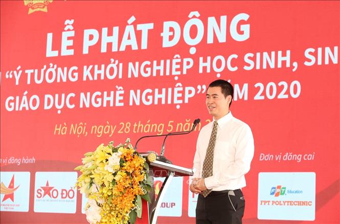 Trong ảnh: Ông Vũ Chí Thành, Hiệu trưởng Cao đẳng FPT Polytechnic phát biểu tại Lễ phát động. Ảnh: Anh Tuấn – TTXVN