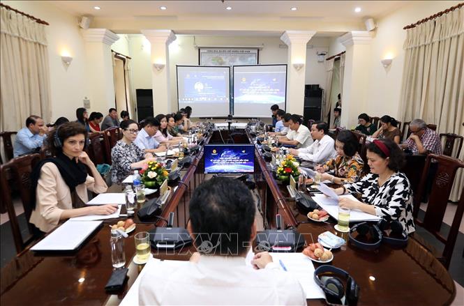 Trong ảnh: Quang cảnh Hội thảo tại điểm cầu Hà Nội. Ảnh: Anh Tuấn – TTXVN