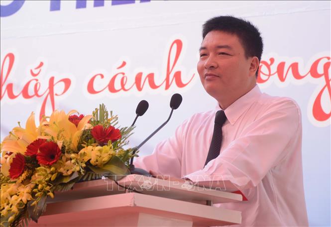 Trong ảnh: Đại diện lãnh đạo Công ty Honda Việt Nam phát biểu tại buổi lễ. Ảnh: Văn Dũng- TTXVN