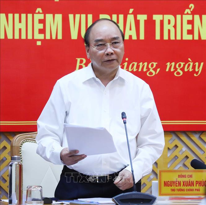 Trong ảnh: Thủ tướng Nguyễn Xuân Phúc phát biểu kết luận buổi làm việc. Ảnh: Thống Nhất - TTXVN 