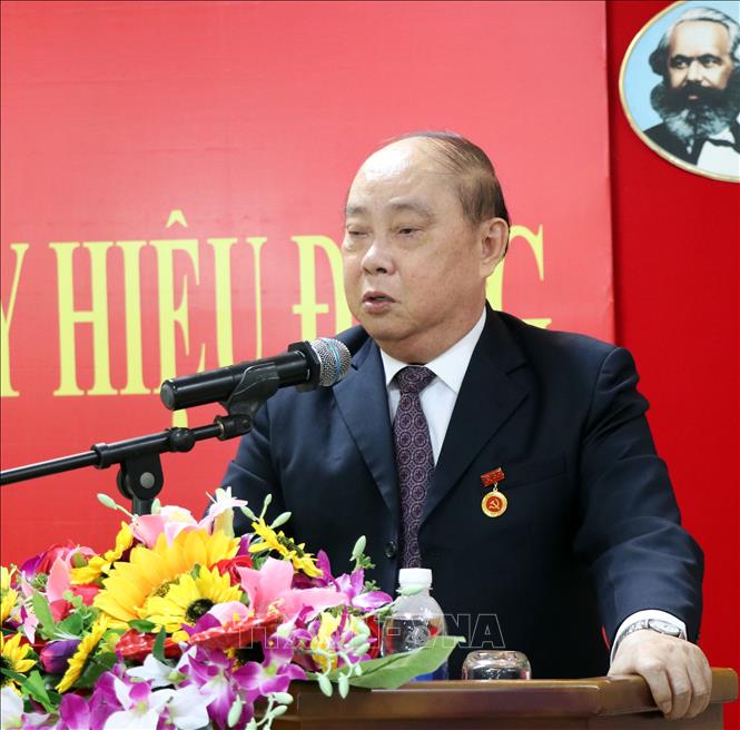 Trong ảnh: Đồng chí Nguyễn Văn Chi phát biểu tại buổi lễ. Ảnh: Nguyễn Sơn-TTXVN