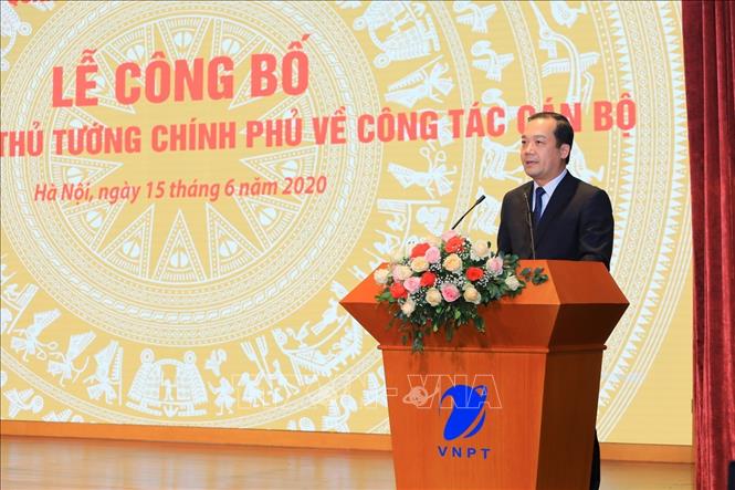 Trong ảnh: Tân Chủ tịch Hội đồng thành viên VNPT Phạm Đức Long phát biểu. Ảnh: Minh Quyết – TTXVN
