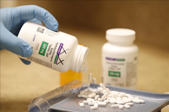 Trong ảnh: Thuốc Hydroxychloroquine tại nhà thuốc Rock Canyon ở  Provo, Utah, Mỹ. Ảnh: AFP/TTXVN