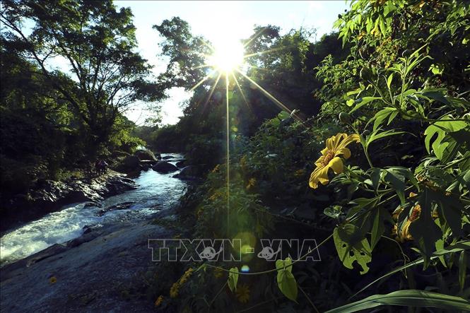 Trong ảnh: Những con suối nhỏ len lỏi trong các vách núi. Ảnh: Phan Tuấn Anh - TTXVN
