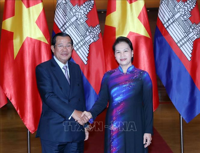 Trong ảnh: Sáng 8/12/2018, tại Nhà Quốc hội, Chủ tịch Quốc hội Nguyễn Thị Kim Ngân hội kiến Thủ tướng Chính phủ Hoàng gia Campuchia Samdech Techo Hun Sen thăm chính thức Việt Nam. Ảnh: Trọng Đức – TTXVN