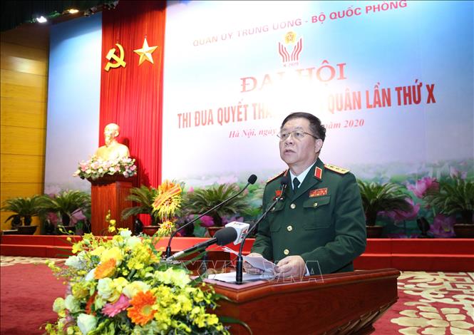 Trong ảnh: Thượng tướng Nguyễn Trọng Nghĩa, Phó Chủ nhiệm Tổng cục Chính trị Quân đội nhân dân Việt Nam phát biểu. Ảnh: Dương Giang - TTXVN