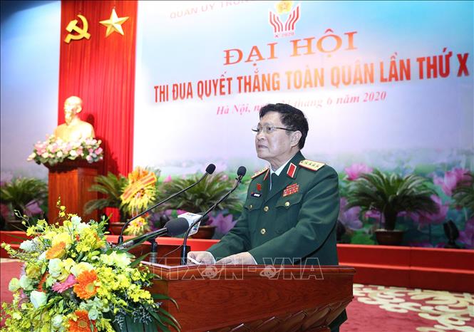 Trong ảnh: Đại tướng Ngô Xuân Lịch, Phó Bí thư Quân uỷ Trung ương, Bộ trưởng Bộ Quốc phòng phát biểu. Ảnh: Dương Giang - TTXVN