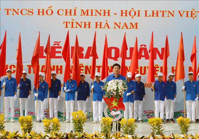 Trong ảnh: Bí thư Tỉnh đoàn Hà Nam Trần Ngọc Nam khai mạc chương trình tình nguyện hè tỉnh Hà Nam năm 2020. Ảnh: Đại Nghĩa - TTXVN