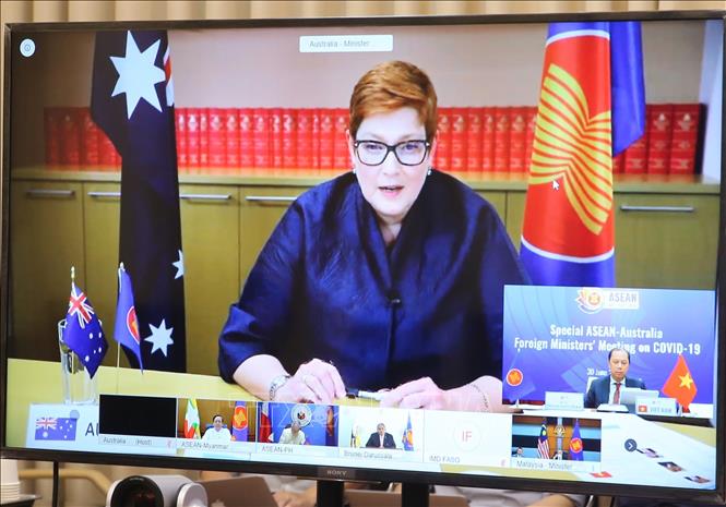 Trong ảnh: Bộ trưởng Ngoại giao Australia Marise Payne phát biểu. Ảnh: Doãn Tấn - TTXVN