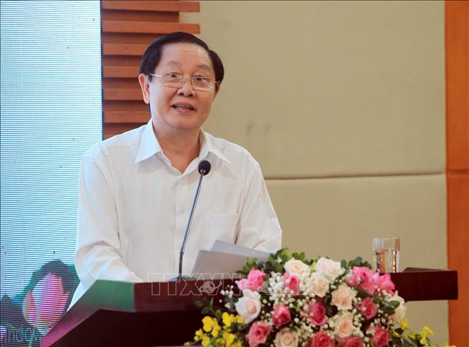Trong ảnh: Đồng chí Lê Vĩnh Tân, Ủy viên Trung ương Đảng, Bộ trưởng Bộ Nội vụ phát biểu tại buổi làm việc. Ảnh: An Đăng - TTXVN
