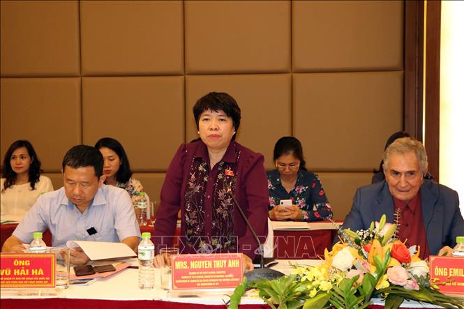 Trong ảnh: Bà Nguyễn Thúy Anh, Chủ tịch Phân ban Việt Nam trong APF, Phó Chủ tịch APF nhiệm kỳ 2019-2021 phát biểu tại buổi làm việc. Ảnh: Hữu Quyết - TTXVN
