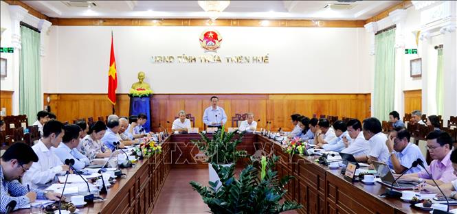 Trong ảnh: Phó Chủ tịch Quốc hội Phùng Quốc Hiển phát biểu tại buổi làm việc với lãnh đạo tỉnh Thừa Thiên - Huế. Ảnh: Tường Vi - TTXVN