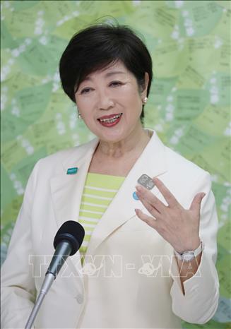 Trong ảnh: Thị trưởng Tokyo Yuriko Koike phát biểu trong cuộc họp báo tại Tokyo, Nhật Bản, ngày 5/7/2020. Ảnh: AFP/ TTXVN