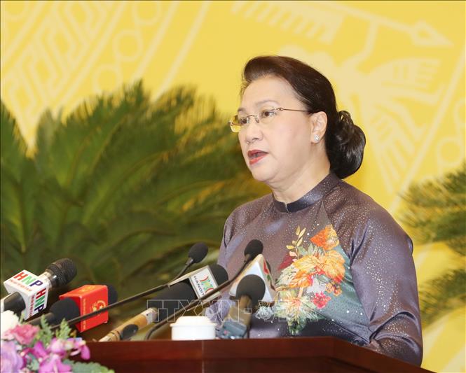 Trong ảnh: Chủ tịch Quốc hội Nguyễn Thị Kim Ngân phát biểu tại Kỳ họp. Ảnh: Trọng Đức - TTXVN