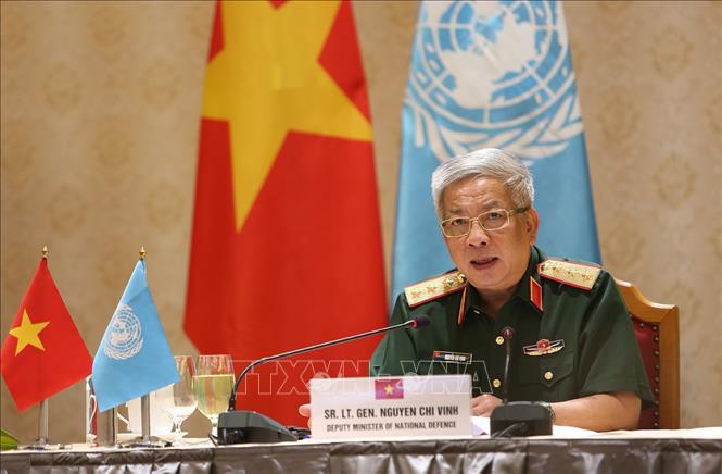 Trong ảnh: Thượng tướng Nguyễn Chí Vịnh, Thứ trưởng Bộ Quốc phòng phát biểu tại hội đàm. Ảnh: Dương Giang - TTXVN