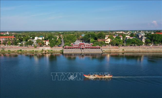 Photo: A house to host flower garland festivals was built in the citadel square. VNA Photo: Hồ Cầu