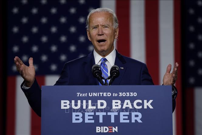 Trong ảnh: Ứng viên tranh cử Tổng thống Mỹ của đảng Dân chủ Joe Biden phát biểu tại một sự kiện ở thành phố Wilmington, bang Delaware ngày 14/7/2020. Ảnh: AFP/TTXVN