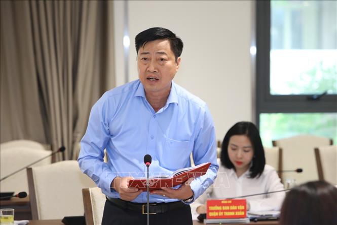 Trong ảnh: Phó trưởng Ban Dân vận Trung ương Bùi Tuấn Quang phát biểu tại buổi làm việc. Ảnh: Văn Điệp - TTXVN