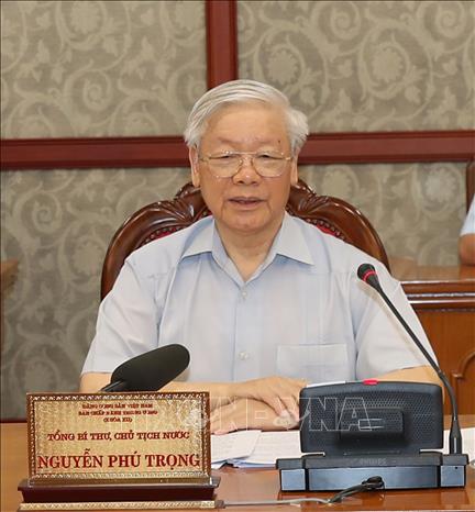 Trong ảnh: Tổng Bí thư, Chủ tịch nước Nguyễn Phú Trọng phát biểu chỉ đạo cuộc họp. Ảnh : Trí Dũng  - TTXVN