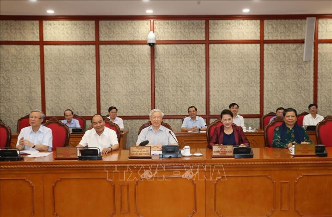 Trong ảnh: Tổng Bí thư, Chủ tịch nước Nguyễn Phú Trọng phát biểu chỉ đạo cuộc họp. Ảnh : Trí Dũng  - TTXVN