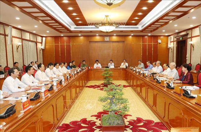Trong ảnh: Tổng Bí thư, Chủ tịch nước Nguyễn Phú Trọng phát biểu chỉ đạo cuộc họp. Ảnh : Trí Dũng  - TTXVN