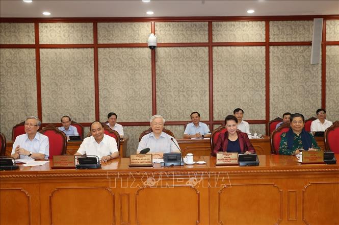 Trong ảnh: Tổng Bí thư, Chủ tịch nước Nguyễn Phú Trọng phát biểu chỉ đạo cuộc họp. Ảnh : Trí Dũng  - TTXVN