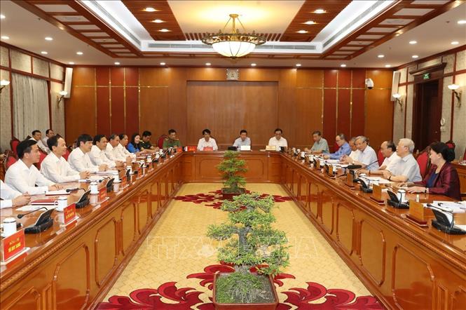 Trong ảnh: Tổng Bí thư, Chủ tịch nước Nguyễn Phú Trọng phát biểu chỉ đạo cuộc họp. Ảnh : Trí Dũng  - TTXVN