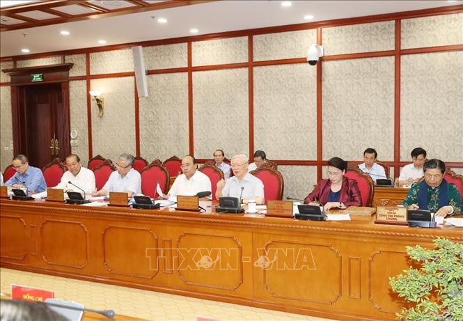 Tổng Bí thư, Chủ tịch nước Nguyễn Phú Trọng phát biểu chỉ đạo cuộc họp. Ảnh: Trí Dũng  - TTXVN