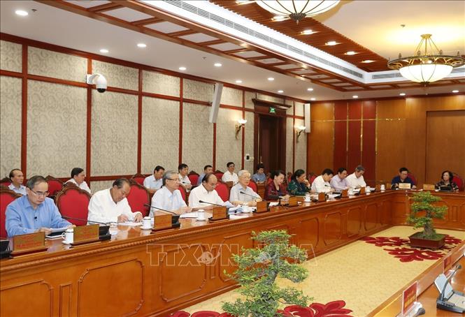 Tổng Bí thư, Chủ tịch nước Nguyễn Phú Trọng phát biểu chỉ đạo cuộc họp. Ảnh: Trí Dũng  - TTXVN