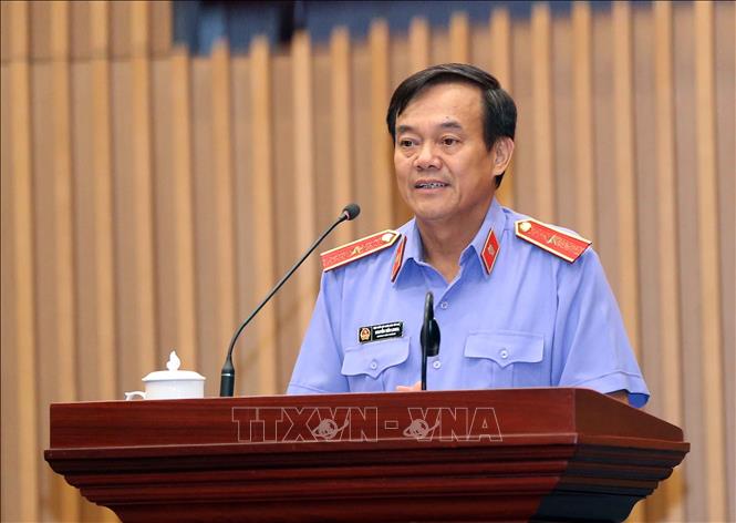 Trong ảnh: Đồng chí Nguyễn Tiến Long, Chánh Văn phòng Viện kiểm sát nhân dân tối cao phát biểu. Ảnh: Doãn Tấn – TTXVN