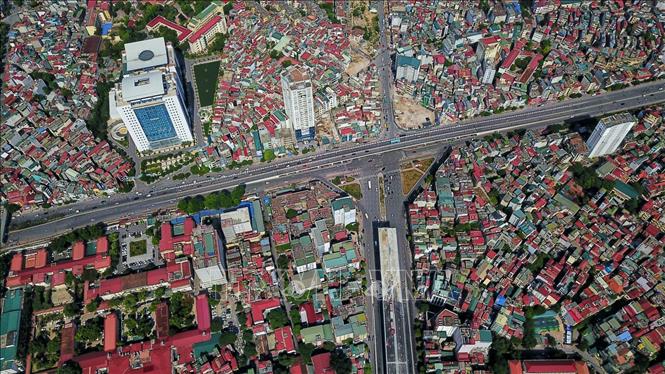 Trong ảnh: Dự án hoàn thành sẽ giải tỏa áp lực giao thông trên tuyến đường vành đai của Thủ đô. Ảnh: Thành Đạt - TTXVN 