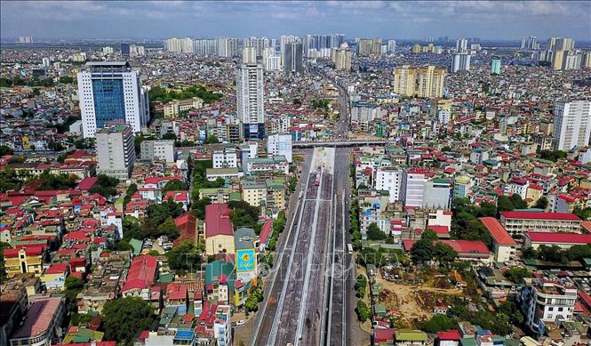 Trong ảnh: Đoạn đầu tuyến phía Ngã Tư Vọng. Ảnh: Thành Đạt - TTXVN