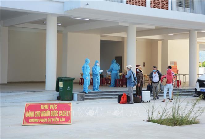 Trong ảnh: Khu vực tiếp đón các trường hợp F1 tại khu ký túc xá phía Tây thành phố Đà Nẵng. Ảnh: Văn Dũng - TTXVN