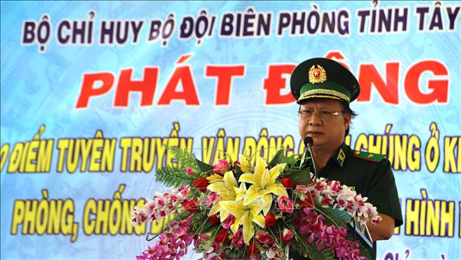 Trong ảnh: Thiếu tướng Nguyễn Hoài Phương, Phó Tư lệnh Bộ đội Biên phòng phát biểu tại lễ phát động. Ảnh: Thanh Tân-TTXVN