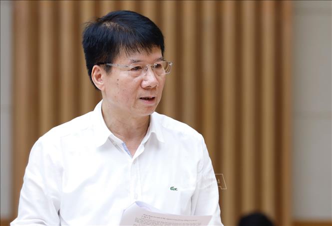 Trong ảnh: Thứ trưởng Bộ Y tế Trương Quốc Cường phát biểu tại cuộc họp. Ảnh: Dương Giang-TTXVN