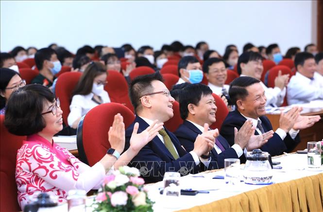 Trong ảnh: Lãnh đạo Thông tấn xã Việt Nam và các đại biểu dự Đại hội. Ảnh: Thành Đạt - TTXVN
