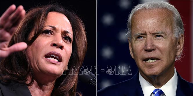 Trong ảnh: Cựu Phó Tổng thống Mỹ Joe Biden (phải) và Thượng nghị sĩ Kamala Harris. Ảnh: AFP/TTXVN