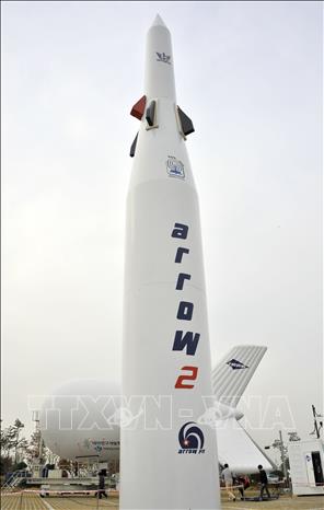 Trong ảnh: Tên lửa đánh chặn Arrow-2 tại căn cứ không quân Hatzor, Israel ngày 8/3/2018. Ảnh: AFP/TTXVN