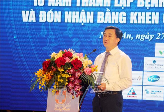 Trong ảnh: GS. TS Trần Văn Thuấn, Thứ trưởng Bộ Y tế phát biểu tại buổi lễ. Ảnh: Tá Chuyên - TTXVN 