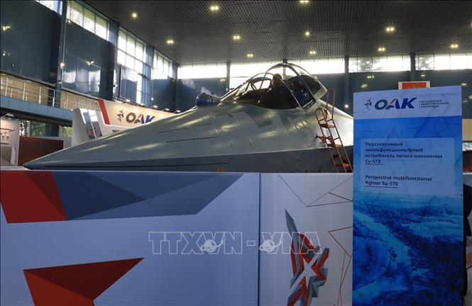 Trong ảnh: Công ty Sukhoi lên kế hoạch xuất khẩu máy bay tiêm kích hiện đại Su-57E sang thị trường châu Á đầy tiềm năng. Ảnh: Trần Hiếu - Pv TTXVN tại Nga