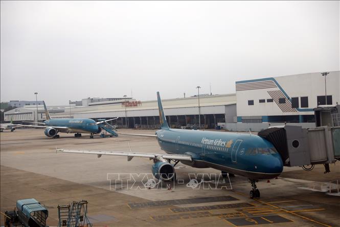 Photo: Planes of the national flag carrier Vietnam Airlines at Noi Bai airport in Hanoi. VNA Photo: Huy Hùng