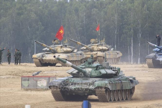 Photo: The VPA's tank team competes at the Games. VNA Photo: Trần Hiếu