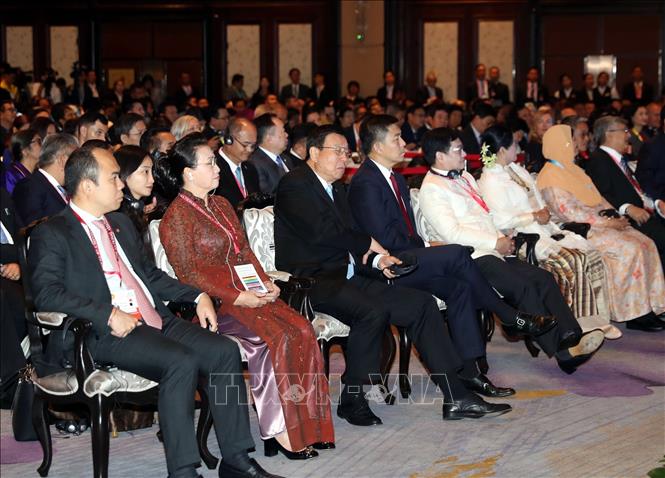 Trong ảnh: Chủ tịch Quốc hội Nguyễn Thị Kim Ngân và các Trưởng đoàn Nghị viện Thành viên AIPA dự Lễ khai mạc Đại hội đồng AIPA-40, sáng 26/8/2019. Ảnh: Trọng Đức - TTXVN