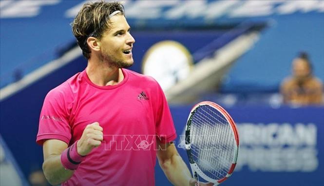 Trong ảnh: Tay vợt Áo Dominic Thiem trong trận chung kết gặp đối thủ người Đức Alexander Zverev tại giải US Open 2020 ngày 14/9/2020. Ảnh: USA TODAY/TTXVN