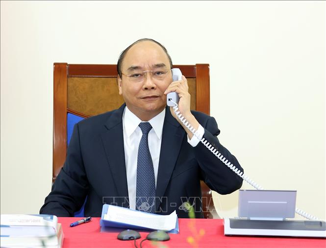 Photo: Prime Minister Nguyen Xuan Phuc during the talks. VNA Photo: Thống Nhất