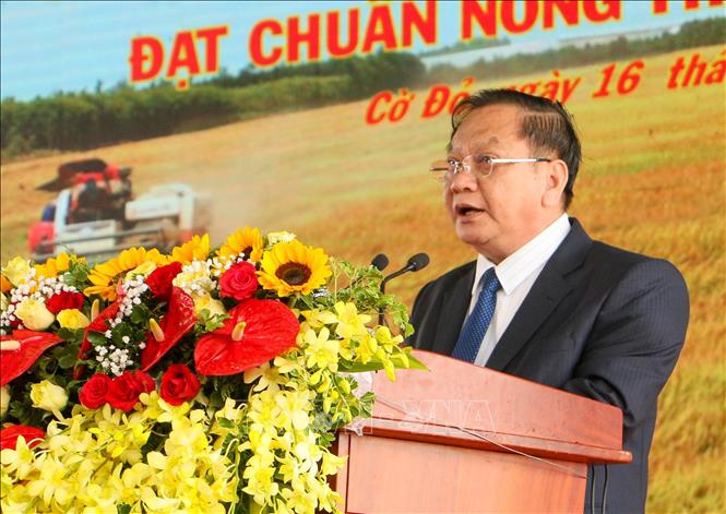 Trong ảnh: Bí thư Thành ủy Cần Thơ Trần Quốc Trung phát biểu tại buổi lễ. Ảnh: Thanh Liêm - TTXVN